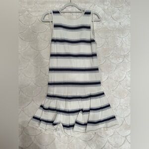 Alice + Olivia Large nautical navy and white stripes dress with ruffle hem